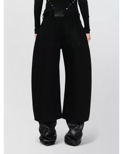 The Attico Black Denim Oversized Wide-Leg Trousers