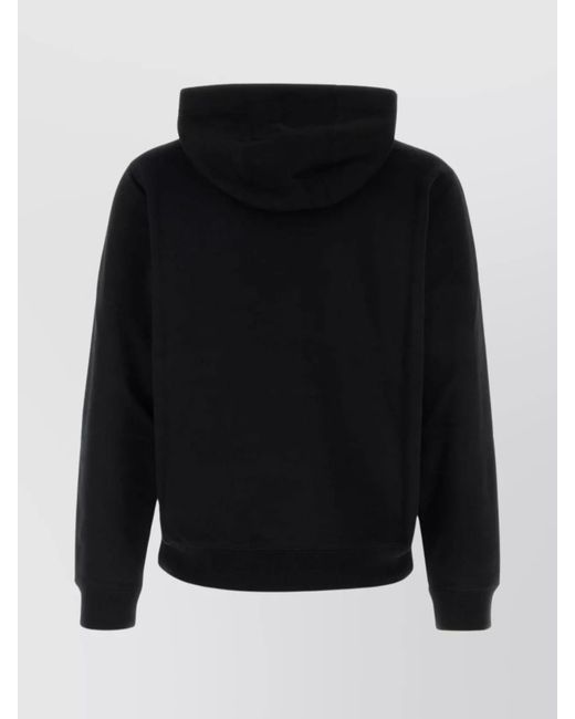 Versace Black Cotton Logo Print Hoodie for men