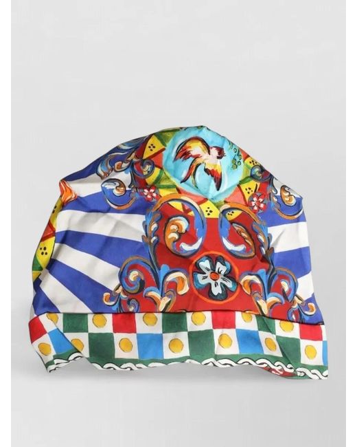 Dolce & Gabbana Blue Carretto Motif Turban Headwear Hat