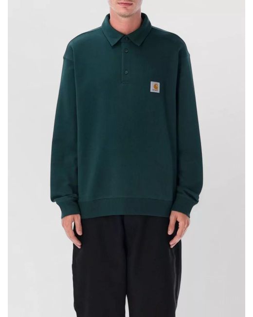 Carhartt Blue Cotton Polo Sweatshirt for men