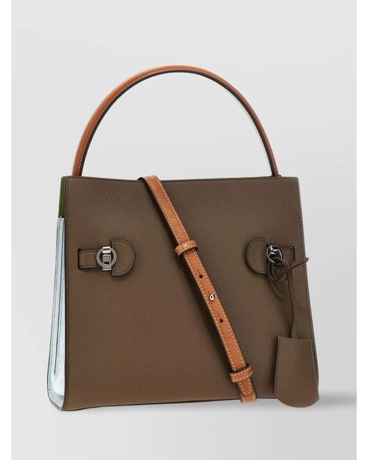 Tory Burch Brown Small Handbag With Adjustable Strap And Top Handle