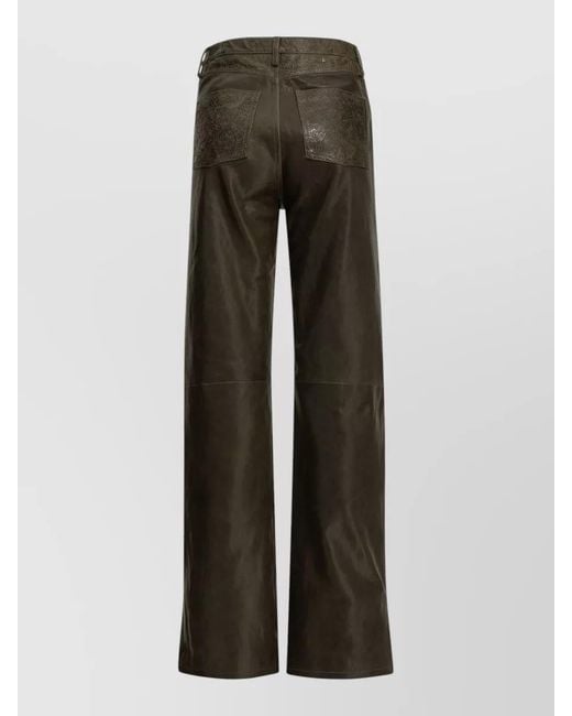Golden Goose Deluxe Brand Gray Leather Straight-Leg Pants