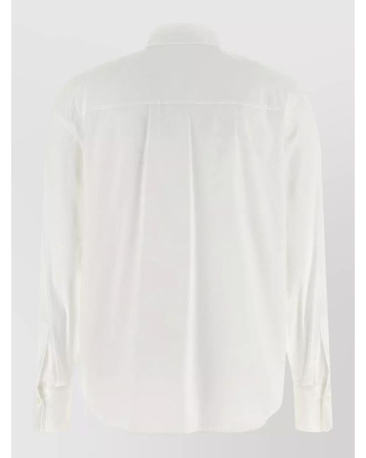 Brunello Cucinelli White Stretch Cotton Poplin Shirt Shiny Trim