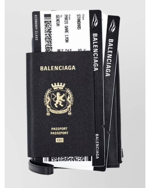 Balenciaga Black Leather Phone Holder Wallet for men