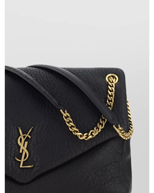 Saint Laurent Black Calypso Large Leather Shoulder Bag