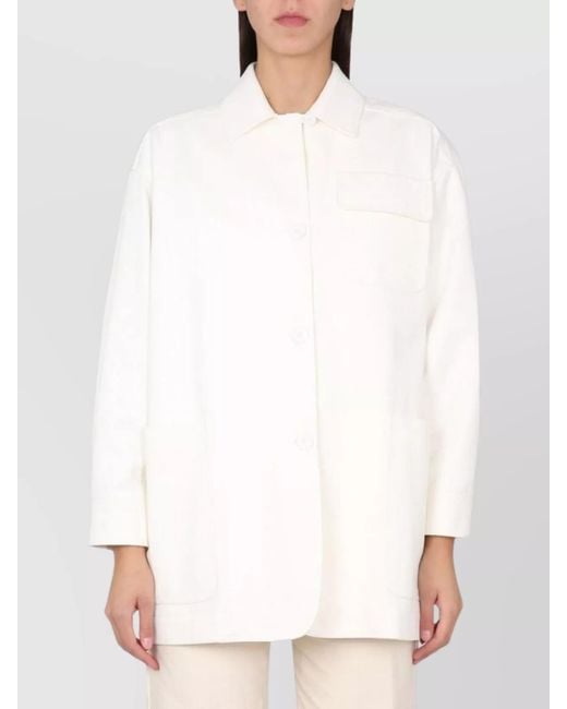 Max Mara White Cotton Fitted Jacket