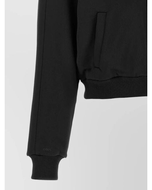 Eres Black Cropped Zip-Up Hooded Jacket