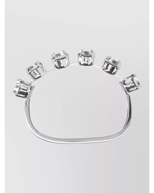 MM6 by Maison Margiela Metallic Gemstone Accents Square Band Ring