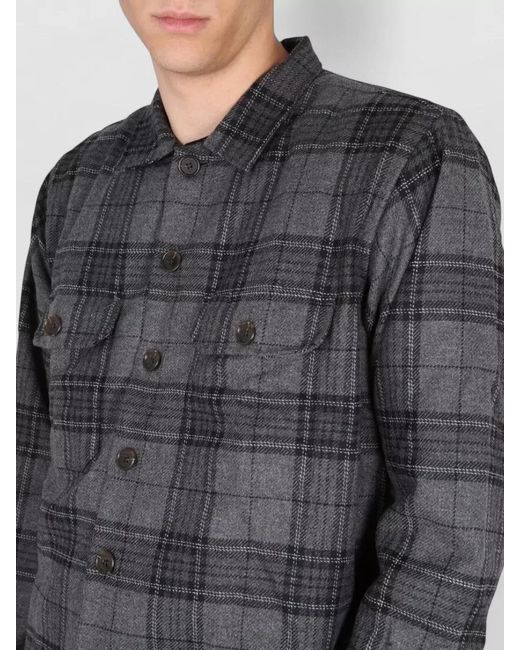 Universal Works Gray Checked Regular Shirt Chest Pockets Long Sleeves for men