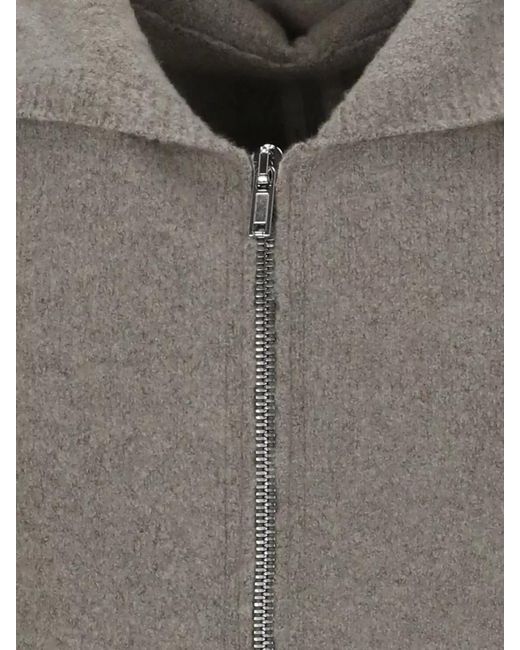 Rick Owens Gray Cashmere Zip-Up Hooded Jacket for men