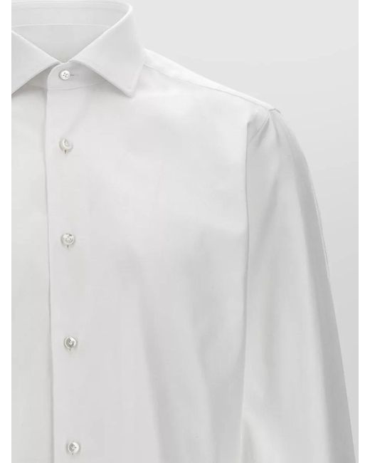 Barba Napoli White Journey Straight Cut Shirt Long Sleeves for men