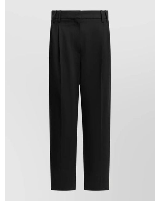 Brunello Cucinelli Black Tailored Pleated Pants Belt Loops Pockets