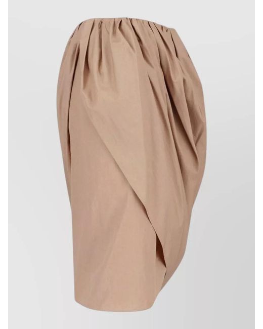 Chloé Natural Cotton Draped Asymmetric Midi Skirt