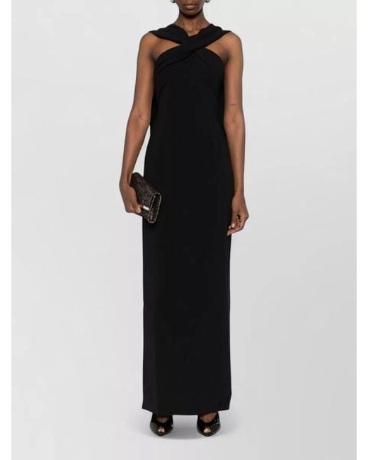 Solace London Black Rona Maxi Dress Asymmetric Neckline Open Back