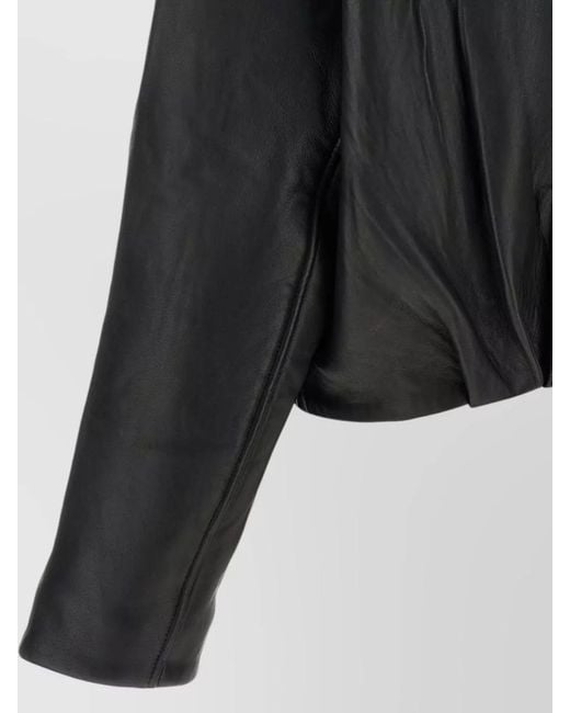ROTATE BIRGER CHRISTENSEN Black Cropped Jacket Collared Neck Long Sleeves