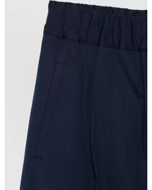Semicouture Blue Jhonny Cotton Trousers Wide Leg Side Pockets