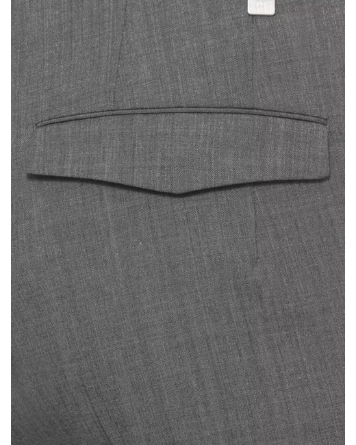 PT Torino Gray Straight-Leg Tailored Trousers for men