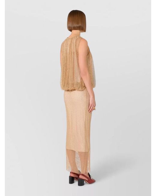 Sportmax White Sleeveless Layered Mesh Midi Dress Sheer