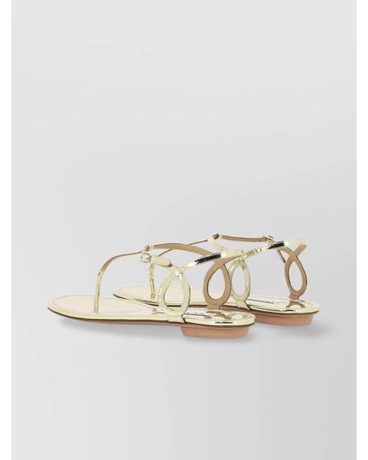 Aquazzura White "Barely There" Metallic Loop Ankle Strap Sandals