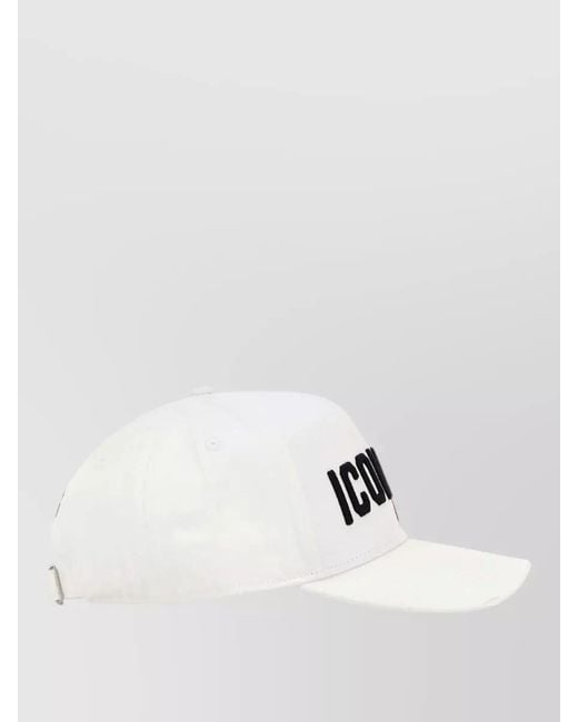 DSquared² White Gabardine Baseball Cap Featuring Embroidered Logo for men