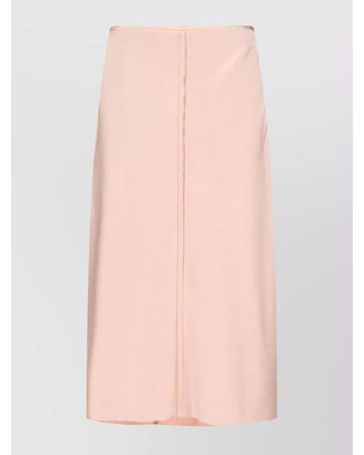 AMI Pink Satin Midi Straight Skirt