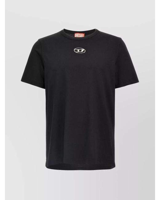 DIESEL Black Cotton Logo Print Short Sleeve T-Shirt for men