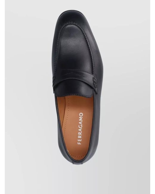 Ferragamo Gray Leather Sole Loafer Round Toe Design for men