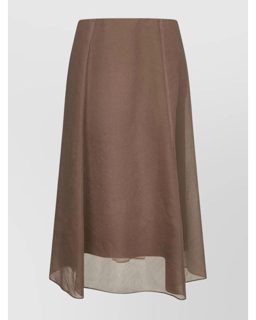 Brunello Cucinelli Brown Flared Midi Skirt