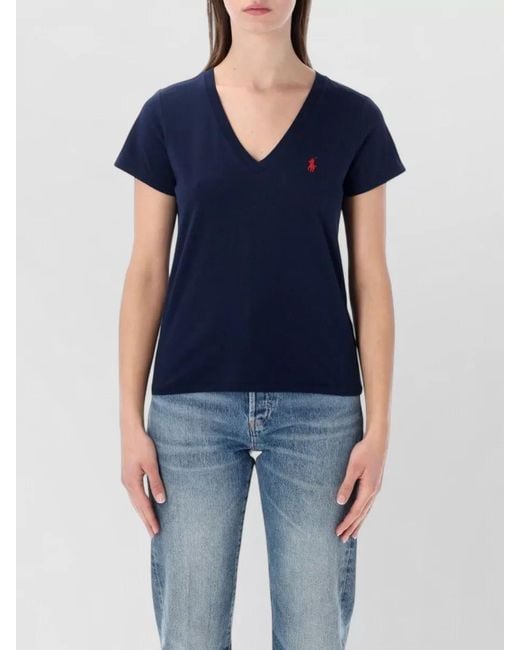 Polo Ralph Lauren Blue Cotton V-Neck Short-Sleeve T-Shirt