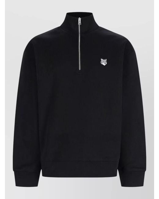 Maison Kitsuné Blue Cotton Regular-Fit Half-Zip Sweatshirt for men