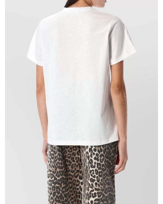 Ganni White Leopard T-Shirt