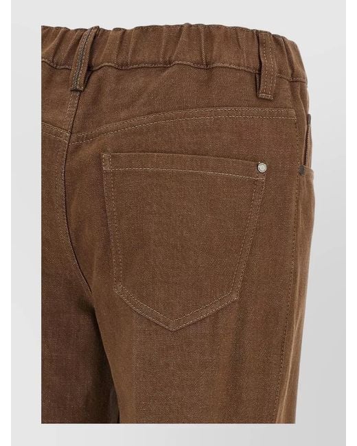 Brunello Cucinelli Brown Contemporary Pull On Wide Leg Jeans