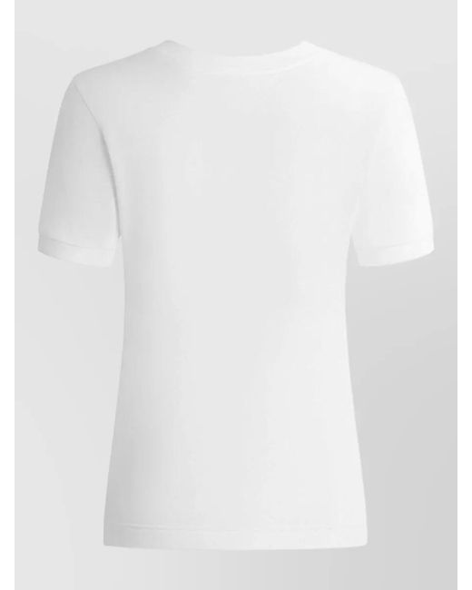 Dolce & Gabbana White Logo Cotton Crew Neck Regular Fit T-Shirt