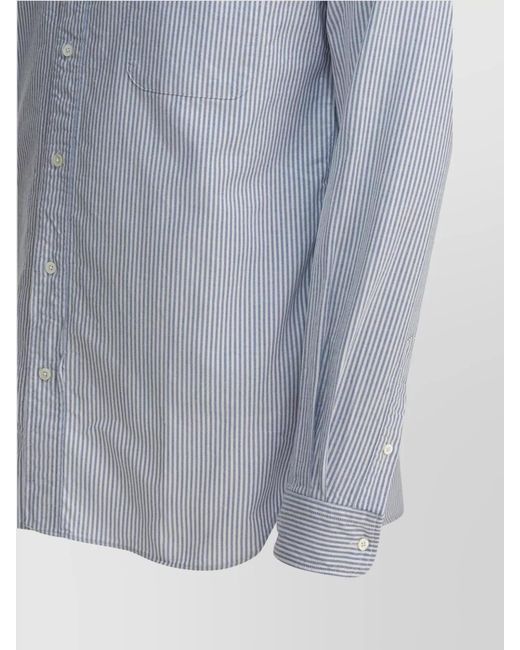 Beams Plus Blue Striped Cotton Shirt for men