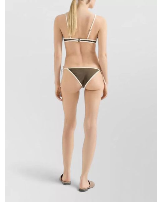 Brunello Cucinelli Gray Bikini Set Triangle Top Tie Side