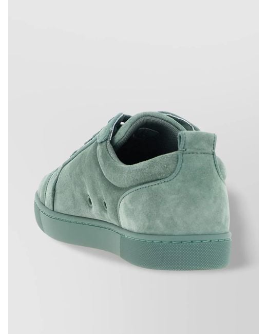 Christian Louboutin Green Junior Suede Round Toe Low-Top Sneakers for men
