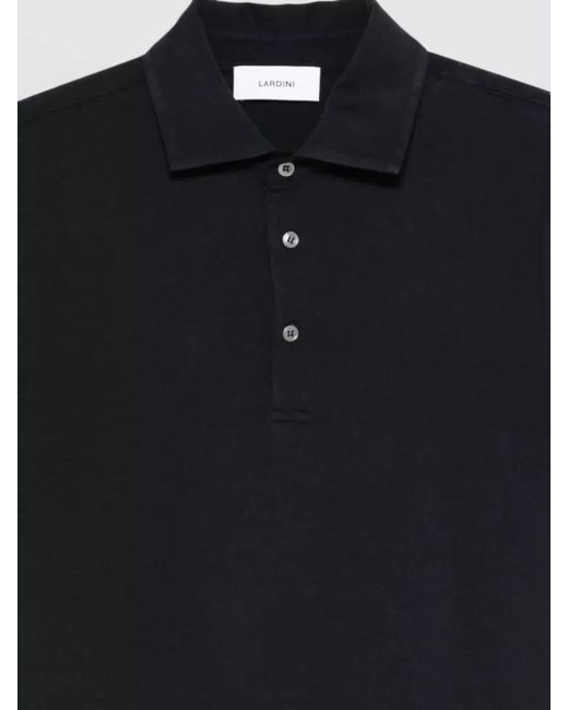Lardini Black Silk Blend Short-Sleeve Polo Shirt for men