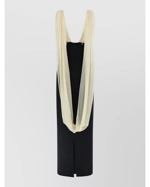 ARMARIUM Black Mara Dress Sheer Pleated Sleeveless Slit