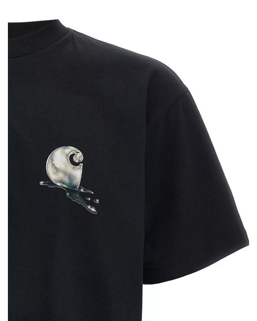 Carhartt Black Ribbed Crew Neck Graphic Print Organic Cotton Loose Fit T-Shirt for men