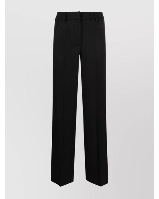 P.A.R.O.S.H. Black Straight Leg Wool Blend Trousers