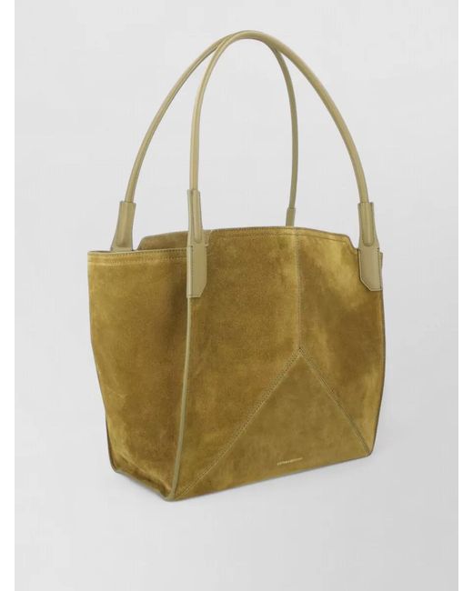 Victoria Beckham Natural Small Suede Tote Bag Structured Shape Dual Handles