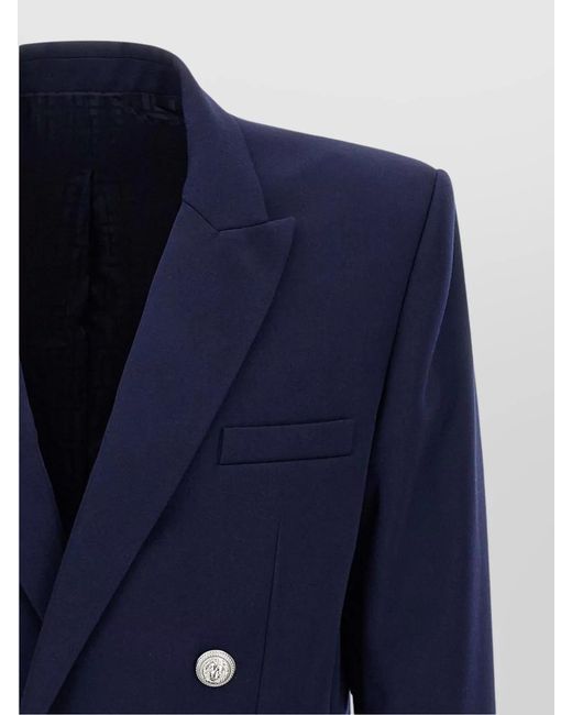 Balmain Blue Virgin Wool Blazer for men
