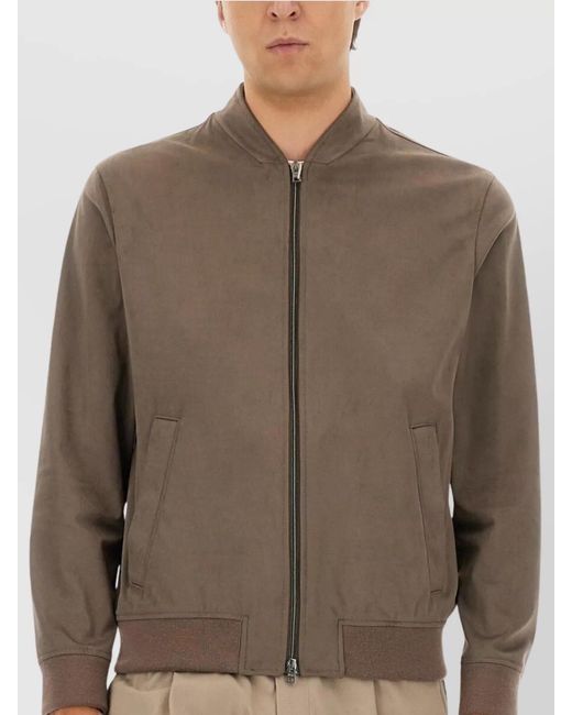 Herno Brown Suede Bomber Jacket for men