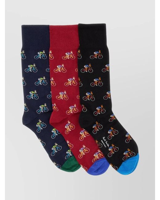 Paul Smith Blue 3-Pack Socks Bicycle Pattern for men