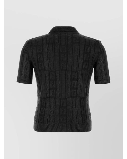 Fendi Black Wool Polo Shirt for men