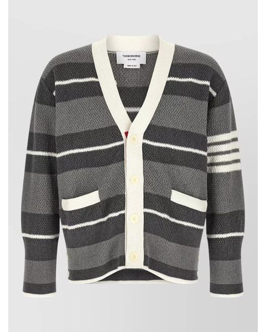 Thom Browne Gray Striped Cardigan for men
