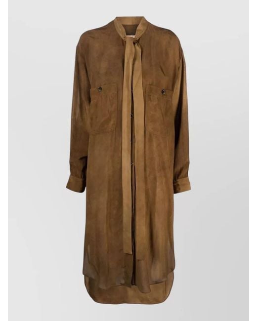 Uma Wang Natural Apostle Long Sleeve Sheer Shirt Dress