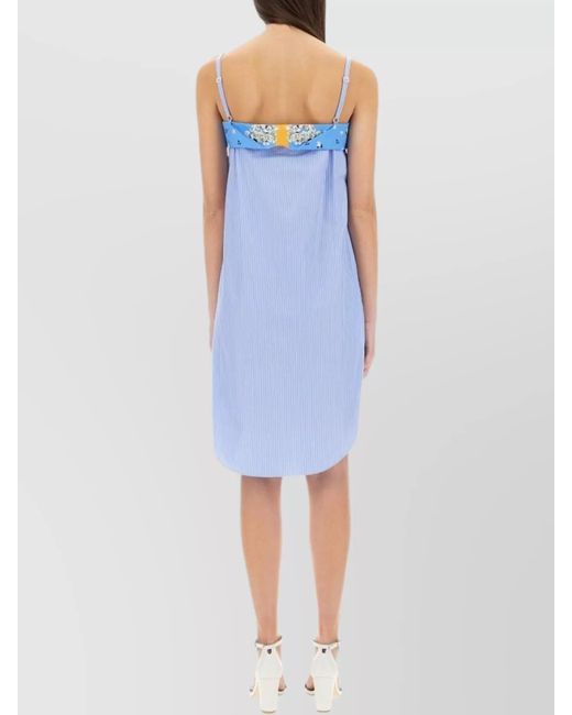 Moschino Blue Cotton Patchwork Knee-Length Dress
