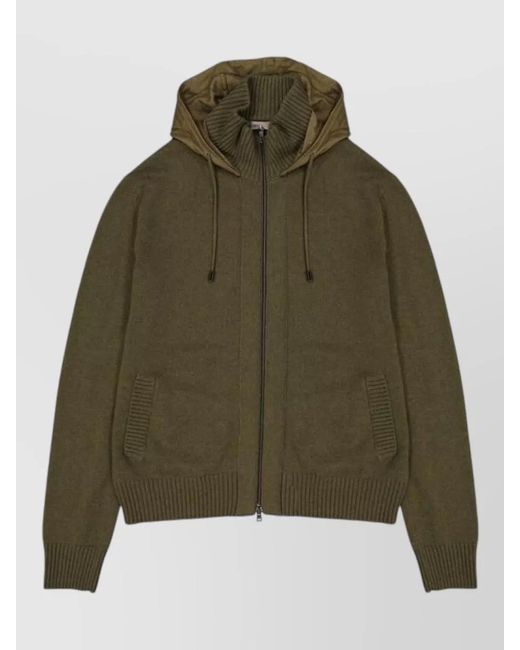 Herno Green Cashmere Hooded Jacket for men