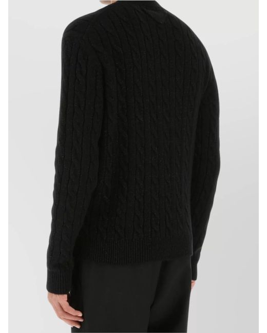 Prada Black Cashmere Wool Ribbed Crew-Neck Jumper for men